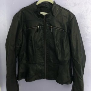 NY&Co Black Faux Leather Jacket in Size XL